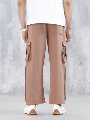 Image of WROGN Men's Cotton Cargo Pants | Solid | Relaxed Fit