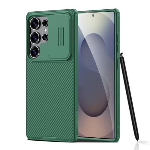 Image of Nillkin Case for Samsung Galaxy S25 Ultra (6.8 inch Inch) CamShield Pro Slider Camera Close & Open Double Layered Protection TPU + PC Green Color