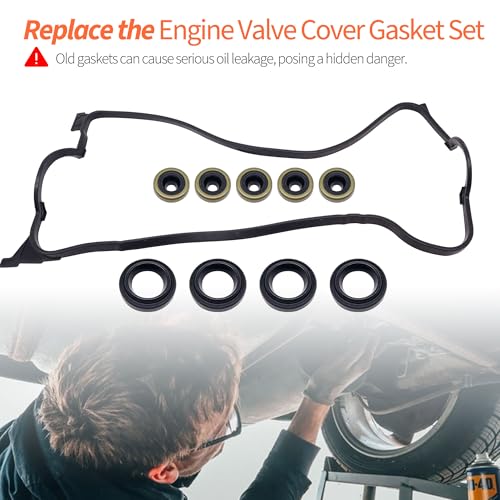Image of HiSport VS50500R Engine Valve Cover Gasket Set - Compatible with Honda 1992-2000 Civic 1.6L 1993-1997 Civic del Sol 1.6L