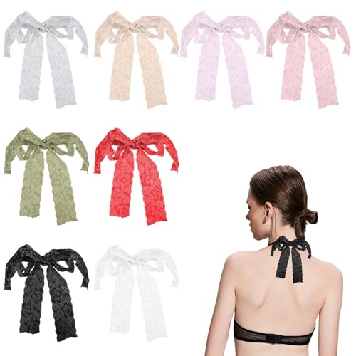 Image of FREEBLOSS 8 Pairs Lace Halter Neck Bra Straps Replacement 8 Colors Decorative Bra Straps for Women Adjustable Swimsuit Strap