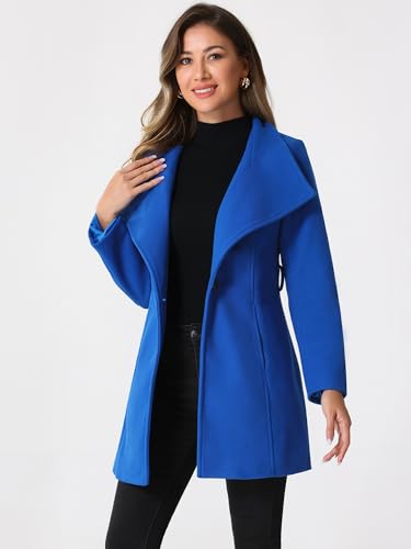Image of Allegra K Women's Winter Elegant Stand Collar Overcoat Long Belted Pea Coat