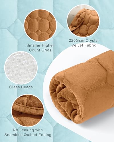 Image of Cottonblue Weighted Lap Blanket Pad 7 lbs 29 inch x 24 inch, Cozy Luxury Crystal Velvet Weighted Blanket for Adults, Small Weighted Blanket Throw All Season for Travel Relaxation Sleeping, Brown Heavy Blanket