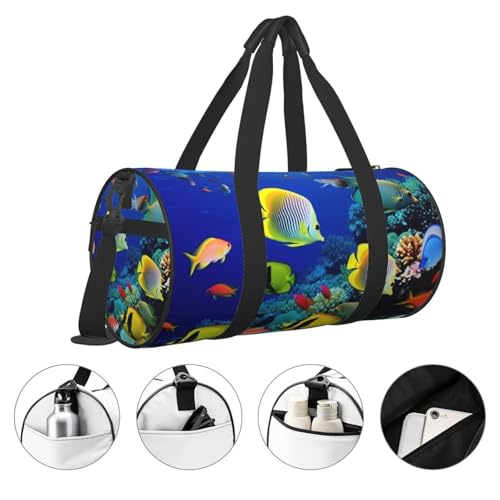Travel Duffel Bag Sports Gym Bag With Shoes Compartment,Lightweight Overnight Weekender Bag Tropical Ocean Sea Fish Yoga Gym Sports Bag For Men Women4