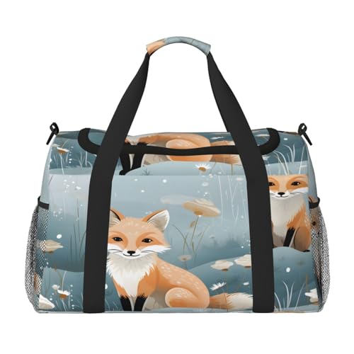 Forest Fox Travel Duffel Bag with Strap Multi Pockets Sports Bag Handbag Large Shoulder Bag for Gym Weekend Fitness Camping