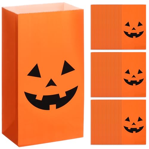 Sacs en papier à fond plat citrouille Halloween Tatuo x72 pour bonbons