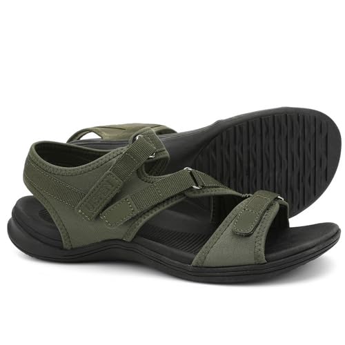 Image of UBFEN Womens Hiking Water Sport Sandals with Arch Support | 3 Adjustable Straps, Cushioned Footbed, Non-Slip, Comfortable Walking for Athletic Outdoor Summer Beach