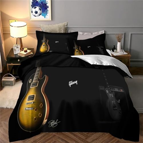 Housse de couette guitare électrique 3D avec finitions hypoallergéniques