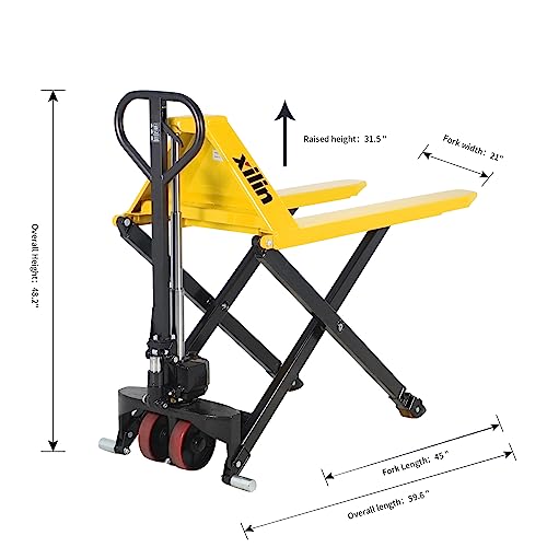 Xilin Manual Pallet Jack High Lift Hand Pallet Truck 2200Lbs Capacity 3.3 Inch Lowered 45 Inch Lx21"W 31.5 Lift Height Suitable For Open Bottom Pallets thumb #2