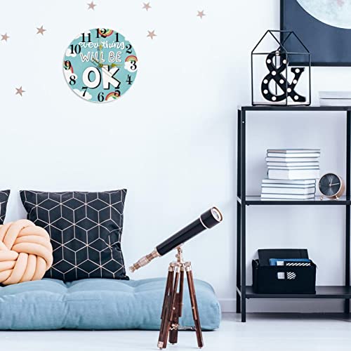 Horloge murale ronde Everything Will Be Ok message positif pour la maison