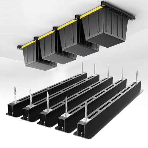 EVERHANGER Ceiling Storage Rack, Heavy Duty Overhead Garage Storage Rack, Adjustable Ceiling Bin Storage System, 5 Sets for 4 Bins, 26 Inch