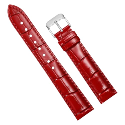 Correa de reloj de cuero vacuno rojo de 10-22mm, recambio universal de alta calidad para mujer