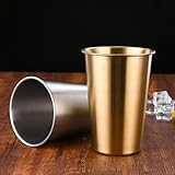 NEIQIUWING Taza de cerveza de acero inoxidable (304) de 240 a 500 ml, para camping, fiesta, café y whisky, color plateado y dorado