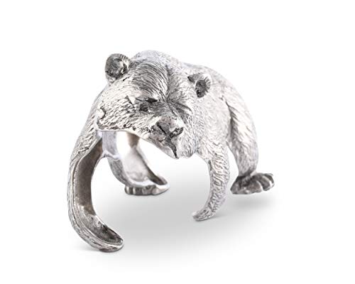 Vagabond House Pewter Sleeping Bear Napkin Ring Artisan Crafted Designer Ring 2 Inch X 4.25 Inch #TOP3