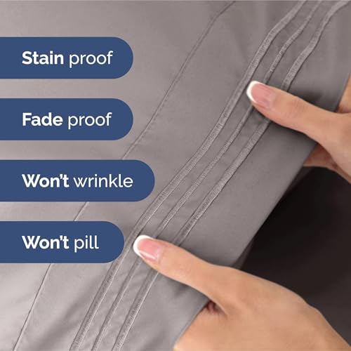 Image of King Size 4 Piece Sheet Set - Ultra Soft & Cooling Sheets - Thistle Purple | Fits 8 Inch to 16 inch Mattress, Wrinkle Free & Fade Resistant with Deep Pockets, Breathable, Comfy Hotel Luxury Bedding