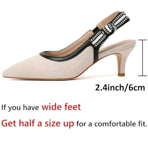 Image of RIBONGZ Sexy Slingback Pumps Elegant Dressy Heels for Women Closed Toe Pointy High Heels Wedding Bride Prom Party Evening Shoes