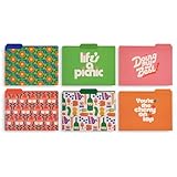 ban.do Thick Sturdy File Folders Decorative, Set of 6 File Folders with Tabs and Sticker Labels, Cute Colored File Folders Letter Size, Assorted Quotes and Patterns