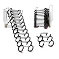 1102 Lbs Wall-Mounted Attic Ladder, 12 Steps Attic Stairs Pull Down System with 2 Handrails, Folding Stairs for Attics, Garages, Roofs, Basements, Black (10 FT-Black)