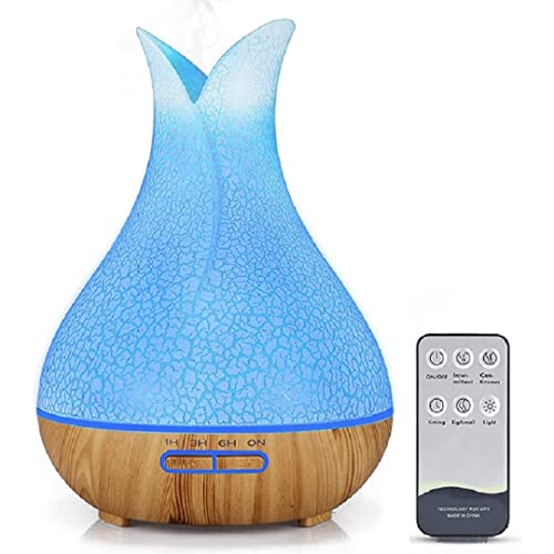 Katusie 500ML Essential Oil Diffuser with 10 Essential Oils Gift Set, Aromatherapy Diffuser Humidifier with 2 Mist Mode 4 Timers＆ 7 Ambient Light Waterless Auto Off for Large Room Home Office