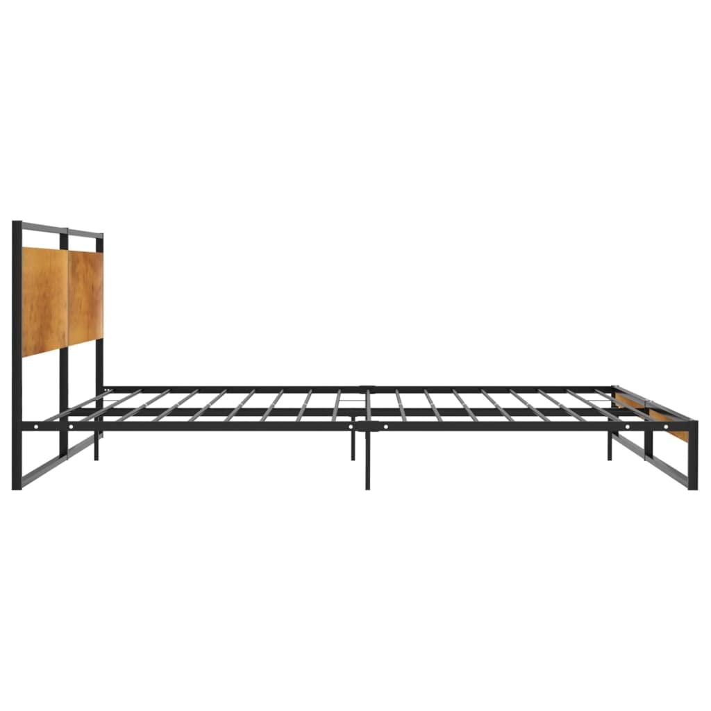 Metalowe łóżko 200 x 200 cm, czarne, ze stabilnym stelażem, malowana proszkowo rama łóżka, nowoczesne łóżko rodzinne zapewnia komfortowy sen, trwała rama łóżka do sypialni