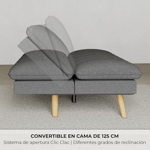 Sofá cama 3 plazas Nalui marengo con acolchado extra para evitar dolores de espalda al dormir 5