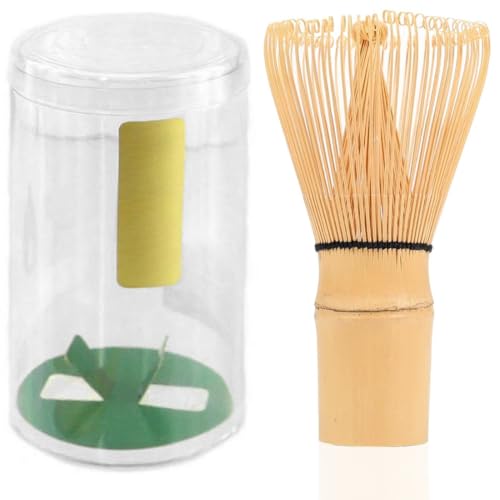 KIRZAX Fouet matcha en bambou naturel,matcha kit ceremonie japonais,fouets à matcha traditionnelle faite à la main, fouet bambou thé matcha - pour la cérémonie du thé, la boisson,100 Dents