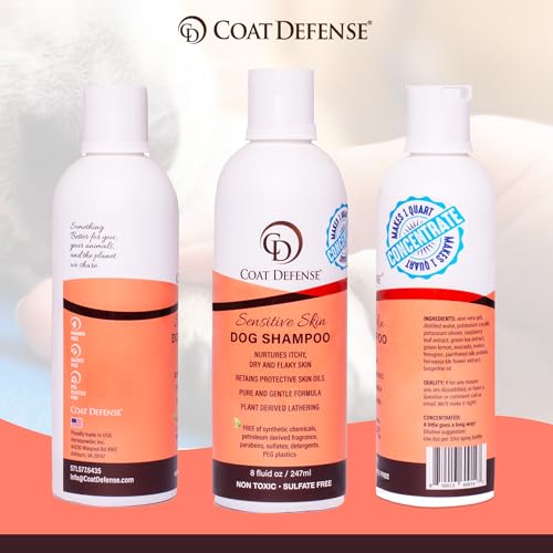COAT DEFENSE CD Shampoo All-Natural – Made in USA – Hypoallergenic & Concentrated | Aloe Based – Soothes and Relieves Itchy, Dry and Inflamed Skin | Safe for Everyone | 8 Ounces COAT DEFENSE CD Shampoo All-Natural – Made in USA – Hypoallergenic & Concentrated | Aloe Based – Soothes and Relieves Itchy, Dry and Inflamed Skin | Safe for Everyone | 8 Ounces