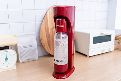 Drinkmate OmniFizz Sparkling Water and Soda Maker, Carbonates Any Drink, ULTIMATE BUNDLE - Includes three 60L CO2 Cylinders, Two Carbonation Bottles, and Fizz Infuser (Royal Red)