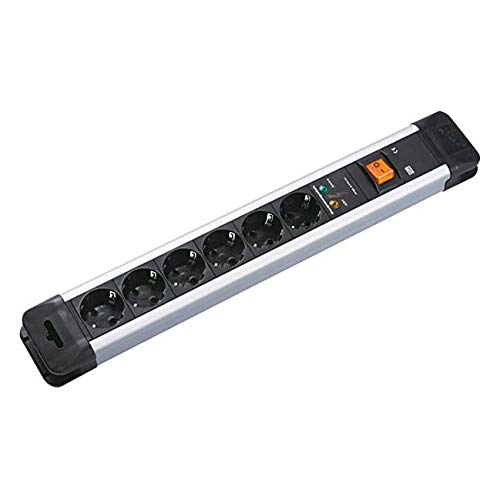 Bachmann Connectus 330.104F listwa zasilająca, 6 x UTE, ochrona przed przepięciem, 1 x przełącznik, 2,0 m, gniazda wtykowe ze stykiem ochronnym, kolor czarny