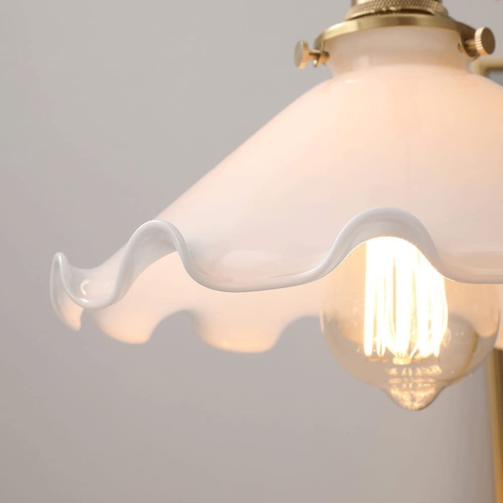 Lampa wisząca sufitowa, chińskie lampy wiszące V-intage, szkło mosiężne, regulowana wysokość, lampy wiszące, biała podstawa E27, mała i wykwintna, odpowiednia do ganku, alejki, restauracji,