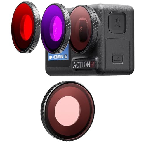 Honbobo Tauchfilter für DJI Osmo Action 5 Pro Hellrot/Rot/Violett Filter Unterwasser Filter Objektiv Schutz Zubehör für DJI Osmo Action 5 Pro 4 (Light Red)