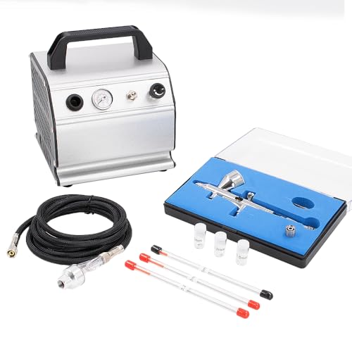 Pinkiou Airbrush Kit with Air Compressor Dual Action Airbrus...