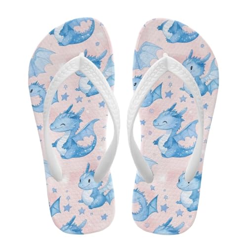 Pynewomyt Fire Dragon Star Night Flip Flops for Boys Summer Flip Flops Lightweight Summer Sandals with Non Slips Sole Beach Shoes