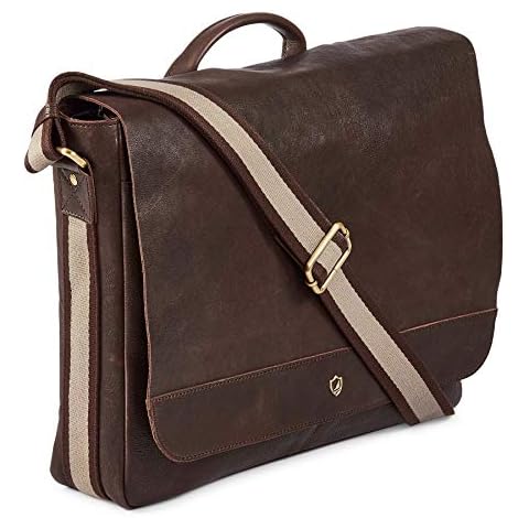 Cochoa 14 Inch Laptop Distressed Vintage Handmade Real Leather Flap Over Computer Tablet Messenger Satchel Shoulder Bag for Men and Women - (Mud Brown) Cover