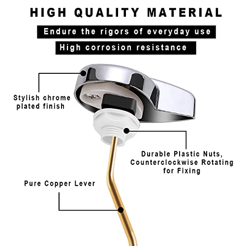 Image of Toilet Tank Flush Lever Replacement, 2pcs Toilet Handle Replacement Trip Levers, Universal Side Mount Toliet Tank Lever Fits Most Toilets, Chrome Finish