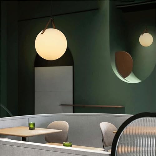 Suspension E27 en verre dépoli sphérique pour éclairage de restaurant