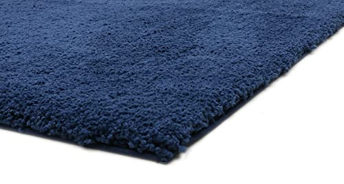 Image of Purav Light 2200 GSM Soft Fluffy Runner Mats (3 x 5 ft, Navy Blue)| Durable & Washable Bedside Runner for Bedroom, Mat for Bathroom, Living Room Floor Home Decoration with Anti Skid Backing