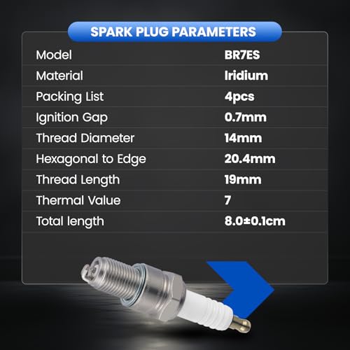 Image of Iridium Spark Plug BR7ES 4 Pack for Honda Accord