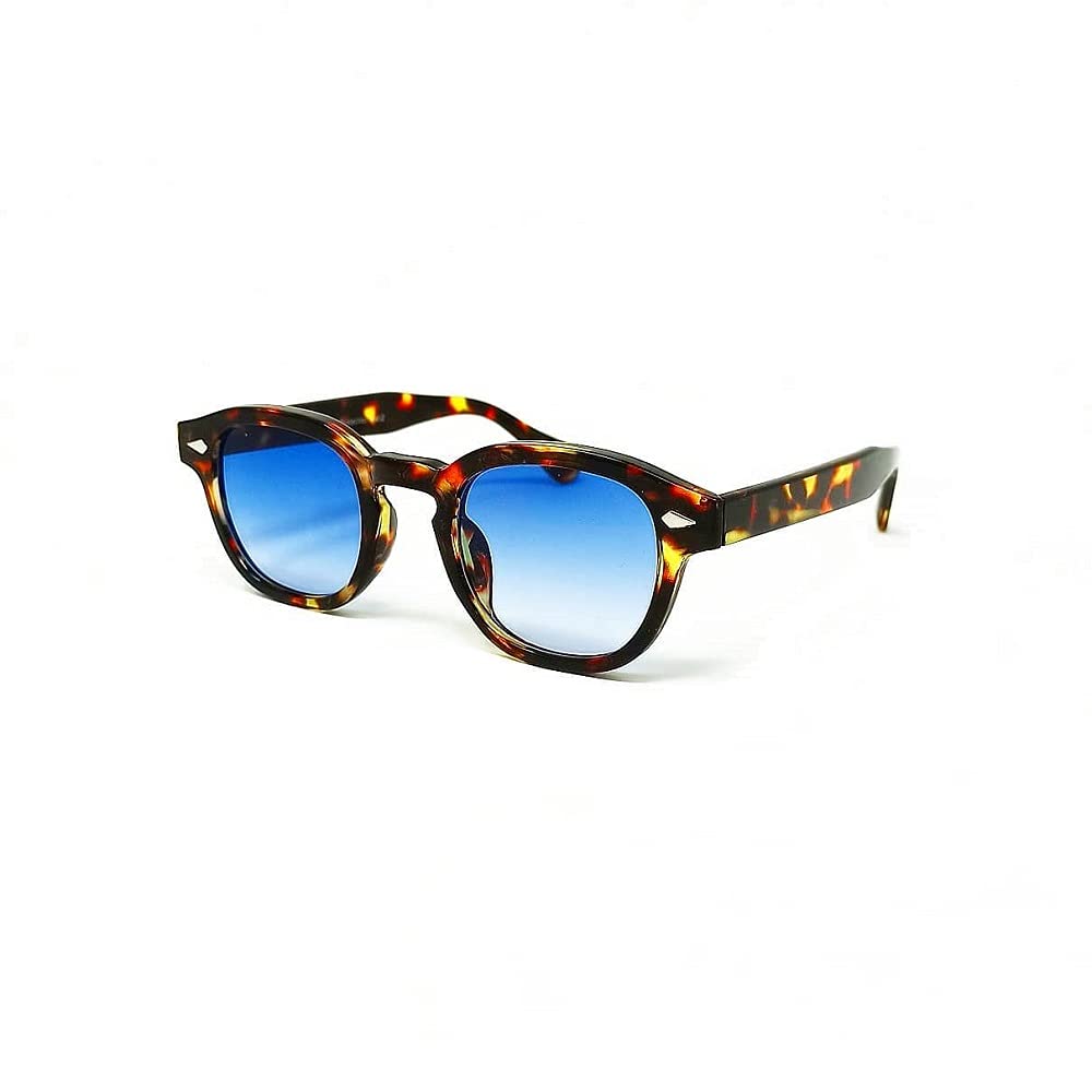 OCCHIALI DA SOLE Uomo Nero Lucido Con Lenti Azzurre Johnny Depp V400 EUR 9,50 - IT - Foto 10