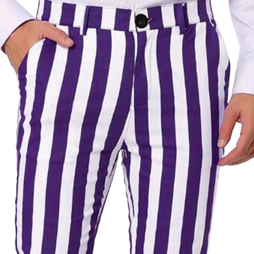 Men's Striped Casual Dress Pants Stripe Slim Fit Flat Front Trousers Lightweight Business Suit Men Pant3