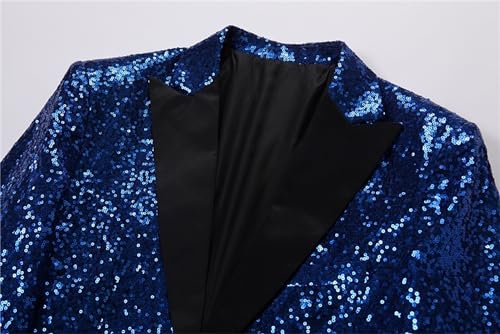 Men's Suits Sequin Disco Suit Paisley Party Shiny Tuxedo for Men Floral Suit Jacket Pants US Size XL Blue2
