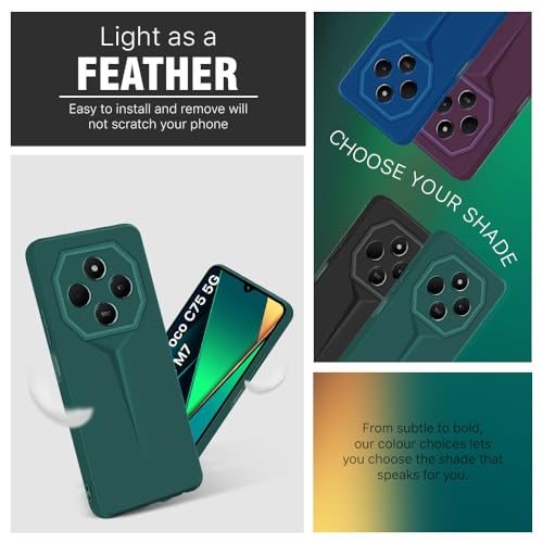 Image of WOW IMAGINE Back Cover for Redmi A4 5G | Poco C75 5G | 14C 5G | Poco M7 | Blade Series Ultra Thin Case with Lightweight Design | Camera Protection | Soft Matte Silicone Flexible Mobile Case - Green