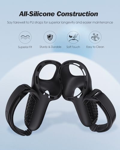 SUPERUS Poignées de contrôleur améliorées Couverture compatible avec Meta Quest 3S/Quest 3 Accessoires, Poignées de contrôleur tout-silicone pour Quest 3S/Quest 3 avec ouverture de la batterie et protection des paillettes