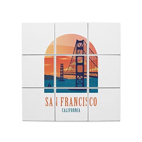 Carreaux Céramique Golden Gate San Francisco lot de 9 fresque murale 60x60 cm pour décoration