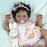 SCOM Reborn Baby Dolls Black Girl - 20 Inch African American Realistic Newborn Girl Doll, Lifelike Weighted Soft Body, Christmas Birthday Gift for Kids Age 3+