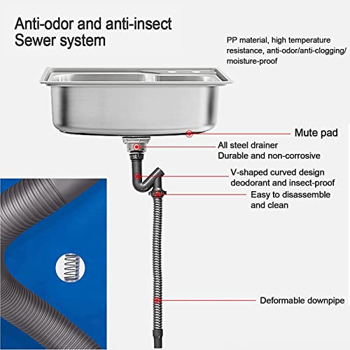 Fregadero de cocina comercial independiente en acero inoxidable higiénico 58cm 3