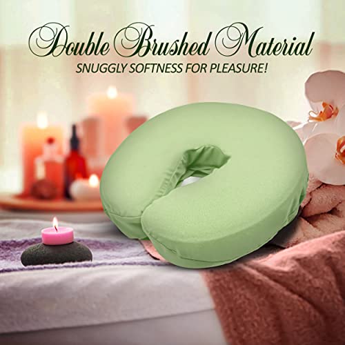 LONDON LINENS Pack of 10, Premium Extra Thick 100% Cotton Flannel Massage Tables Face Cradle Covers Cozies Fitted - Includes 10 pcs (Sage Green) - Thumbnail 7