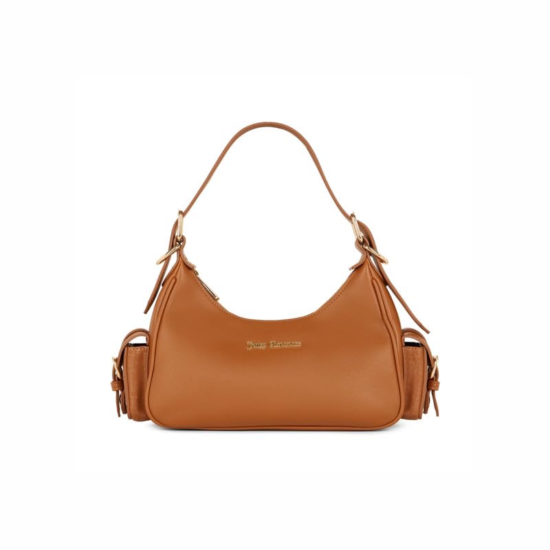 Handle With Flair Handbag - Tan | Sophisticated and Structured | Gold-Tone Logo Plate | Monogram Side Pockets & Smooth Textured Pu | Stylish Women's Handbag