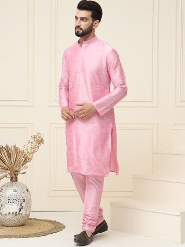 Image of SOJANYA Men's Dupion Silk Solid (Since 1958 Kurta Set & Churidaar Pyjama