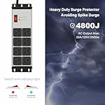 CCCEI Heavy Duty Power Strip Surge Protector 20 AMP, 8 Outlets 12 Gauge Industrial Shop Garage Metal Multiple Outlets, 6 FT Extension Cord 5-15P Adapter High Amp 6-20R T-Slot 20a for Appliance - Image 2