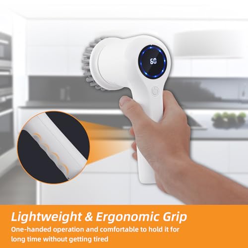 Mcbazel Electric Spin Scrubber,Rechargeable Cordless Electric Cleaning Brush with 5 Replaceable Brush Heads,2 Speeds Led Display & IPX7 Waterproof for Kitchen Bathroom Window Wall Tile - Image 6